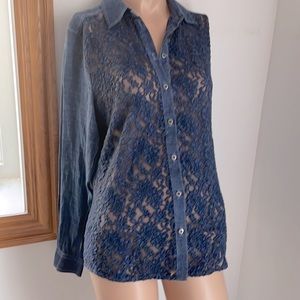 Vintage 22” PTP 🌷 M FDJ French Dressing Jean stretch lace button up…